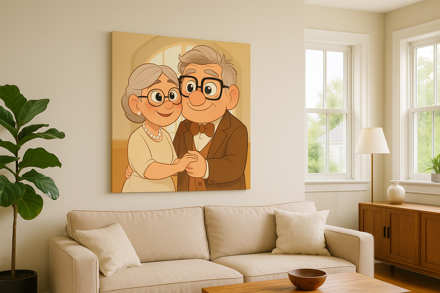 Toile Illustrée Personnalisée – Transformez Votre Photo en Cartoon